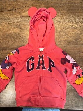 Baby GAP Disney 2T Mickey Mouse Hoodie Zip Jacket Ears Donald Duck Toddler
